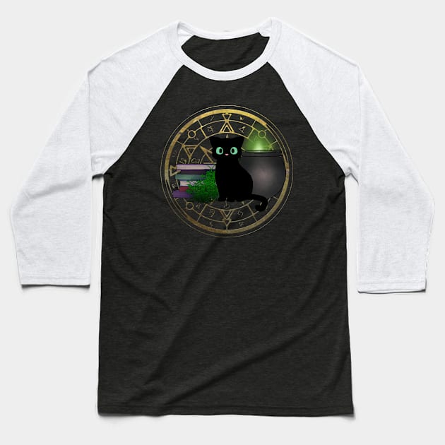 Black Cat Baseball T-Shirt by Yunuyei's Store